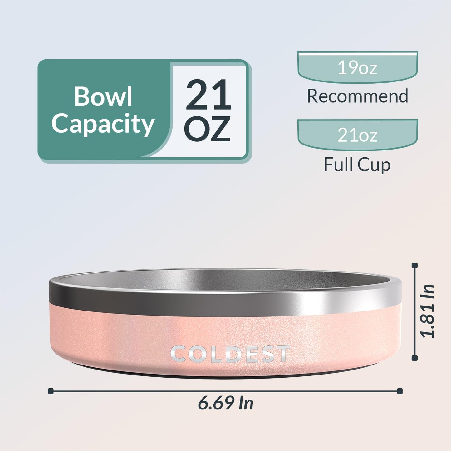 Coldest Dog Bowl - Anti Rust Metal, Non Slip, 3 Layers Insulated Stainless Steel Dog Bowls - Spill Proof & Heavy Duty - Water Bowl for Dogs, Cats & Pets, Dish Washer Safe (21 oz, Stealth Black)