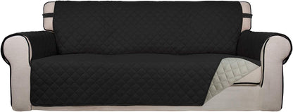 PureFit Reversible Quilted Sofa Cover, Water Resistant Slipcover Furniture Protector, Washable Couch Cover with Non Slip and Elastic Straps for Kids, Dogs, Pets (Sofa, Gray/Light Gray) - Colors B