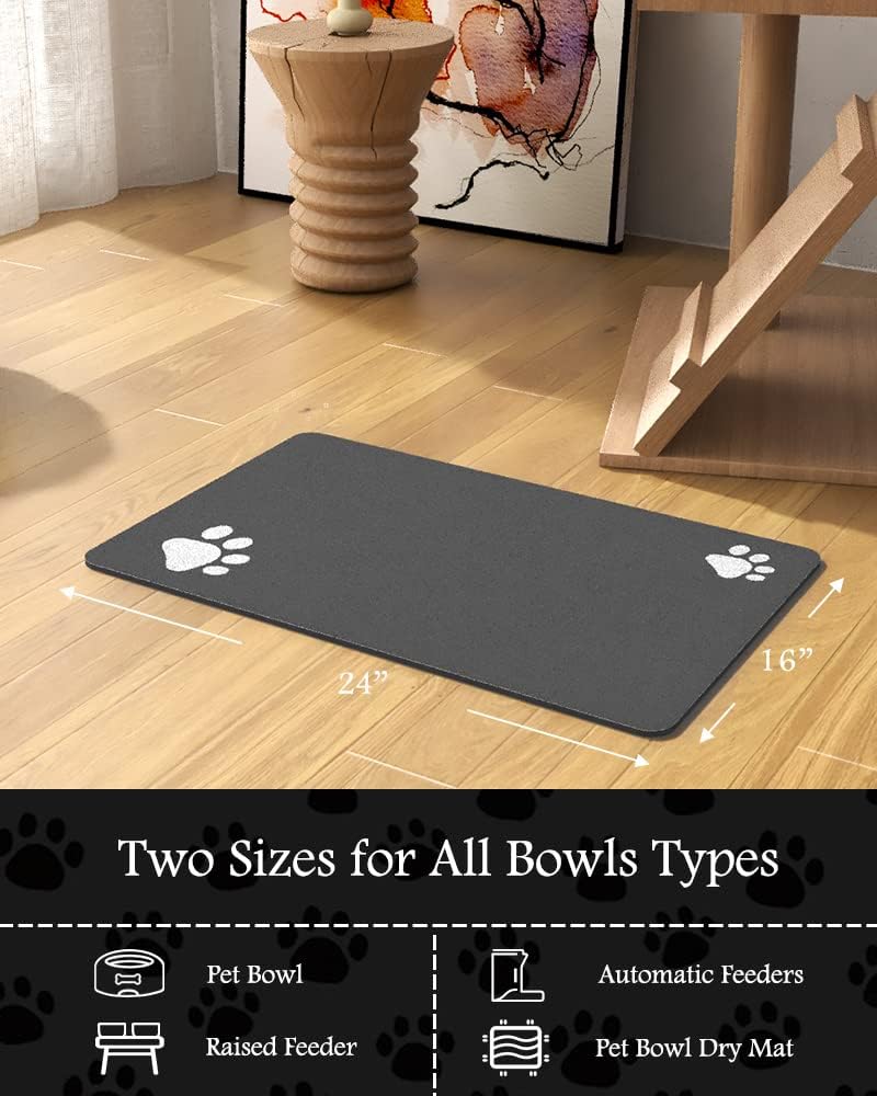 PADOOR Pet Feeding Mat-Absorbent Dog Mat for Food and Water Bowl-No Stains Easy Clean Dog Food Mat-Quick Dry Water Dispenser-Puppy Supplies Accessories