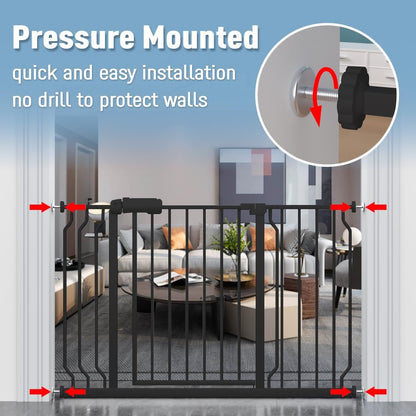 ALLAIBB Extra Wide Pressure Mount Baby Gate Auto Close Metal Child Dog Pet Safety Gates with Walk Through for Stairs,Doorways,Kitchen and Living Room (62.02-66.93"/158-170cm)