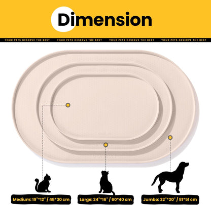 Conlun Dog Food Mat,1/2 Inch Raised Edges Cat Feeding Mat,BPA-Free Silicone Pet Mats for Floor Waterproof,Rubber Placemats for Food and Water Bowls(Natural Tan,18.9"x11.8")