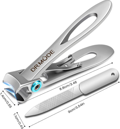 Toenail Clippers for Seniors Thick Toenails, Upgrade Angled Head Large Toe Nail Clippers for Men with Wide Jaw Opening, Sharp Heavy Duty Fingernail Clipper Cutter with Catcher Long Handle -Black