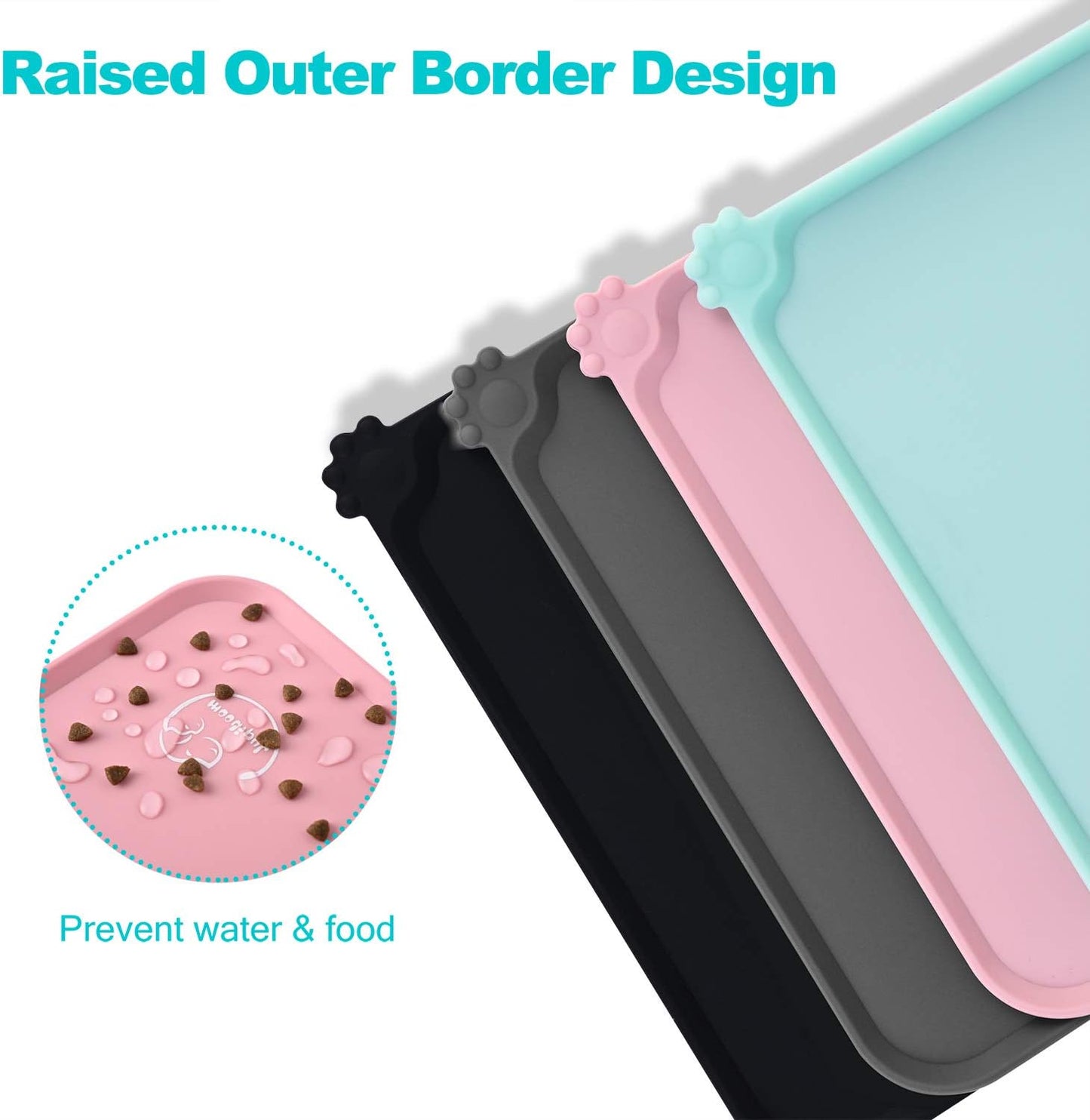 Silicone Waterproof Dog Cat Pet Feeding Mats, Non Slip, Easy Clean Pet Dog Cat Bowl Mats Placemat (18.5" x 11.5") Green