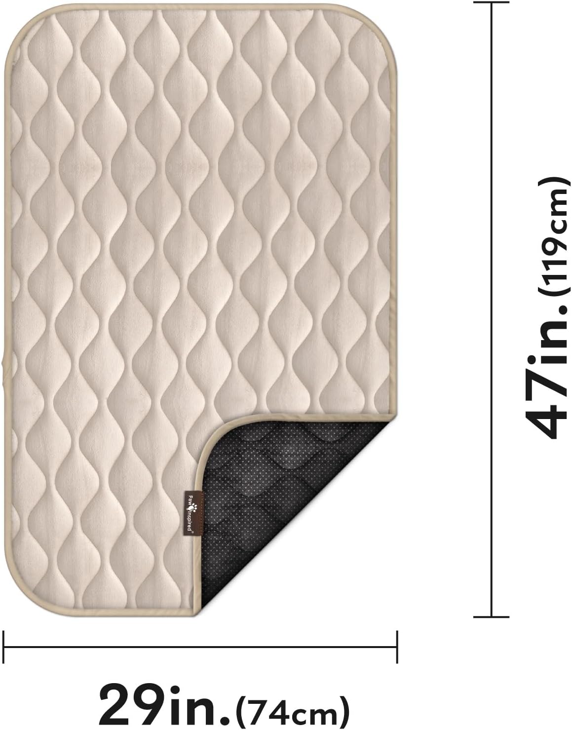 Paw Inspired Washable Padded Crate Mats for Dogs | 29” x 18” Pad, Fits 30-inch Kennels | Leakproof, Waterproof Bottom, Plush Pet Beds (Gray)