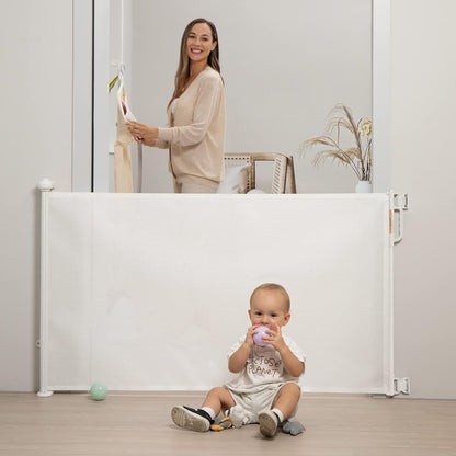 Momcozy Retractable Baby Gate, Mesh Baby Gate or Mesh Dog Gate, 33" Tall,Extends up to 71" Wide, Child Safety Gate for Doorways, Stairs, Hallways, Indoor/Outdoor