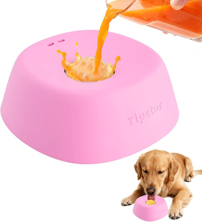 Yipetor Slow Feeder Dog Bowls for Liquid Treat, 【Enrichment Ball-Roll】 Bone Broth Dog Lick Bowl, 3/4 Cup Yogurt Pup Lick Toy for Large Medium Small Breeds Dietary Supplement/Post-op Nutrition