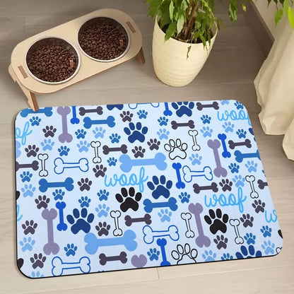 Dog Food Mats for Floors Waterproof, Pet Water Bowl Mats Pet Feeding Absorbent Placemats Plaid 12 * 20 inch
