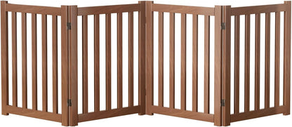 2-Panel Solid Wood Dog Gate - Freestanding Folding Pet Gate for Doorways, Stairs, Indoor, 24" Height, No Installation Needed, Natural Wood
