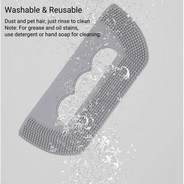 Reusable Soft Rubber Cat Dog Hair Removal Brush Gray (2 Pack) - Washable Pet Hair Deshedding Cleaning Tool for Indoor Cats, Dogs, Couch, Carpet & Furniture