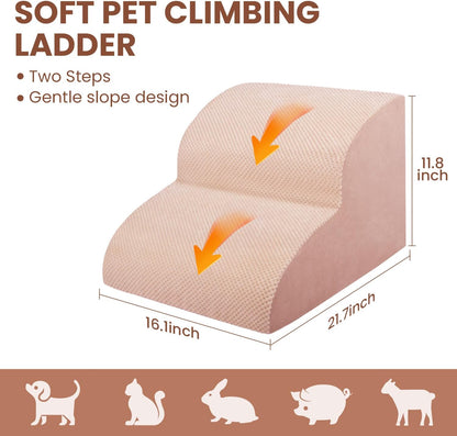 Dog Stairs for Small Dogs, 3 Tiers High Density Foam Dog Ramp, Extra Wide Non-Slip Pet Steps for High Beds Or Couch, Soft Foam Doggie Ladder for Dogs Injured, Older Pets, Small Cats