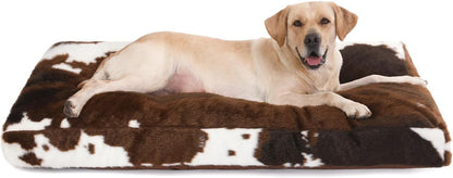 Bedfolks Waterproof Dog Crate Bed, Plush With Removable Washable Cover, Faux Fur Crate Pad for Medium Dogs, Fluffy Kennel 29"x21", Dark Grey