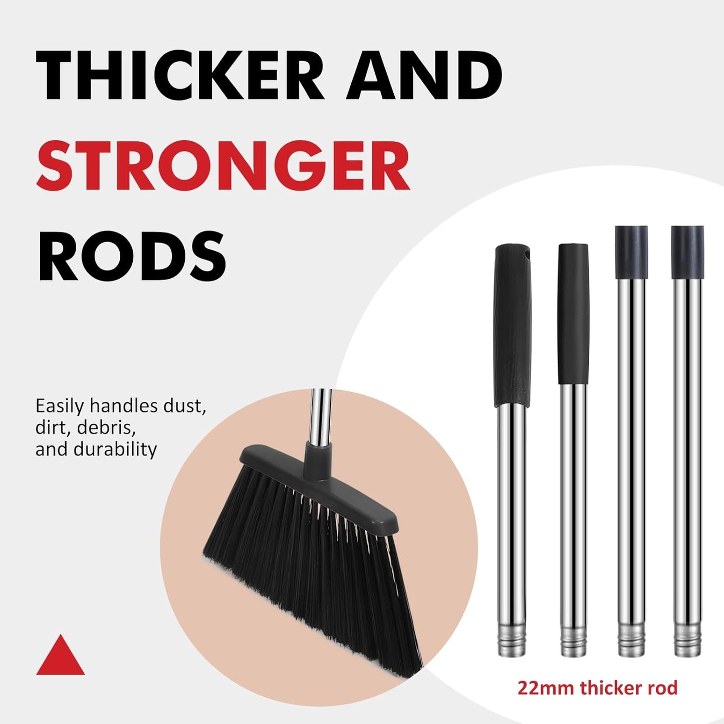 Heavy Duty Broom, 55 Inch Long Handle Outdoor Large Angle Brooms, Commercial Broom for Sweeping Indoor, for Home Garage Kitchen Office Courtyard Lobby Patio Lawn Concrete
