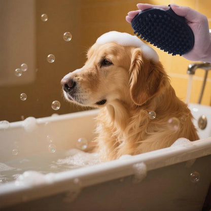 Dog brush Dog Grooming Kit 3PS： self-cleaning slicker brush dog Deshedding Tool&TPR Dog Bath Brush for dogs cats horse Home Travel (white)