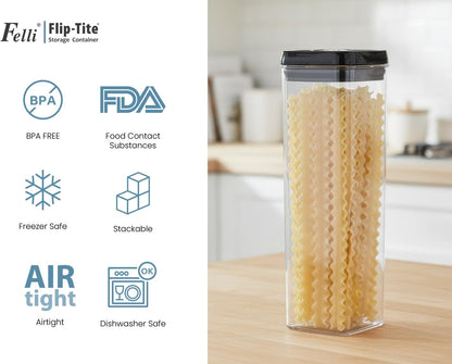 Felli Flip Tite Pet Food Container with Airtight Lids, BPA FREE Acrylic Canister with Paw Bone Fish Flip Top Handles for Cat Dog Kibble Treats Storage, Keep Fresh (Pet Collection Nest-L3pk)