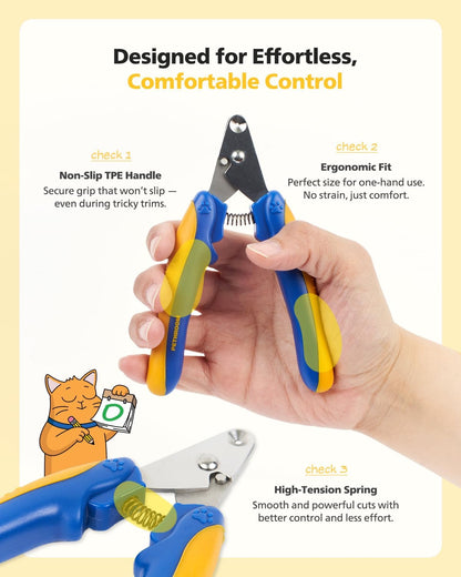 [PETHROOM] Cat Nail Clipper Trimmer for Indoor Cats with Circular Cut Hole (2mm) | Premium Sturdy Stainless Steel Blade Cat Claw | Safe, Easy, Accurate, Quiet & Fast | Avoid Overcutting