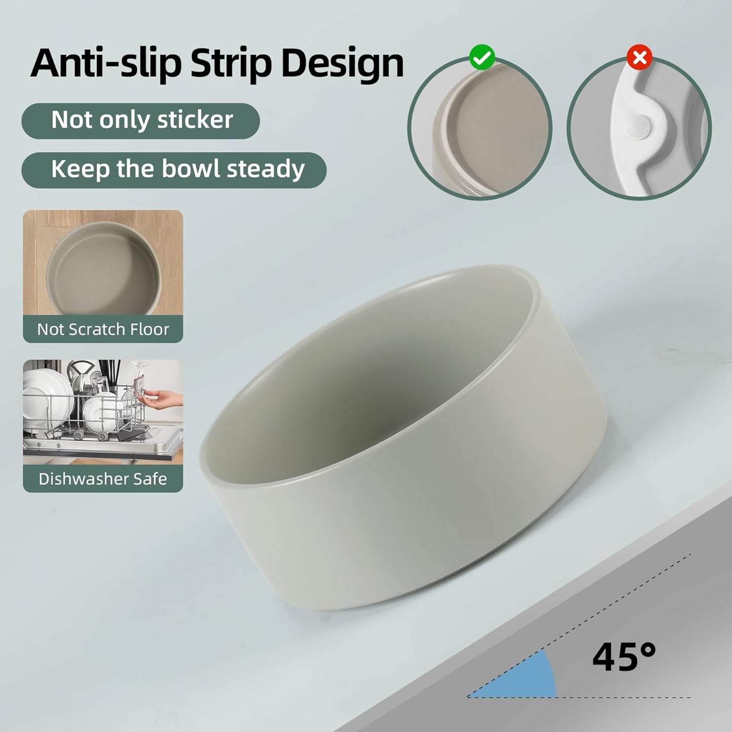 Havniva 8.3” Dog Bowls Elevated Ceramic Dog Food and Water Bowl, Raised Dog Water Bowl with Stand Non-Slip Rubber Base Large Capacity Feeding Pet Food Bowl for Large Dogs
