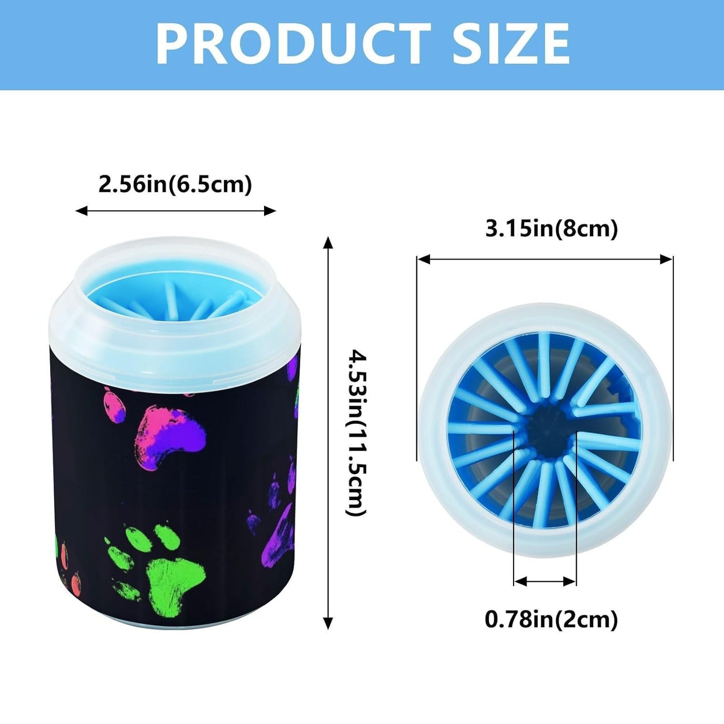 Dog Paw Cleaner Cups for Dogs Pet Foot Washer Paw Scrubber for Medium Small Dogs Cats Cleaning Cup Cute Yellow Fiesta Guitars Cacti and Ethnic Birds