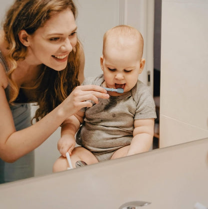 Moonkie Baby Finger Toothbrush Tongue Oral Cleaner Kit for 3 Months +, 3 Pcs (Clay/Ivory/Clay)