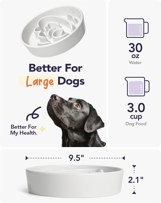 LE TAUCI Dog Bowls Slow Feeder Ceramic, 1.5 Cup Slow Feeding Bowl for Small and Medium Breed, Puzzle Dog Food Bowl for Fast Eater, Maze Purple
