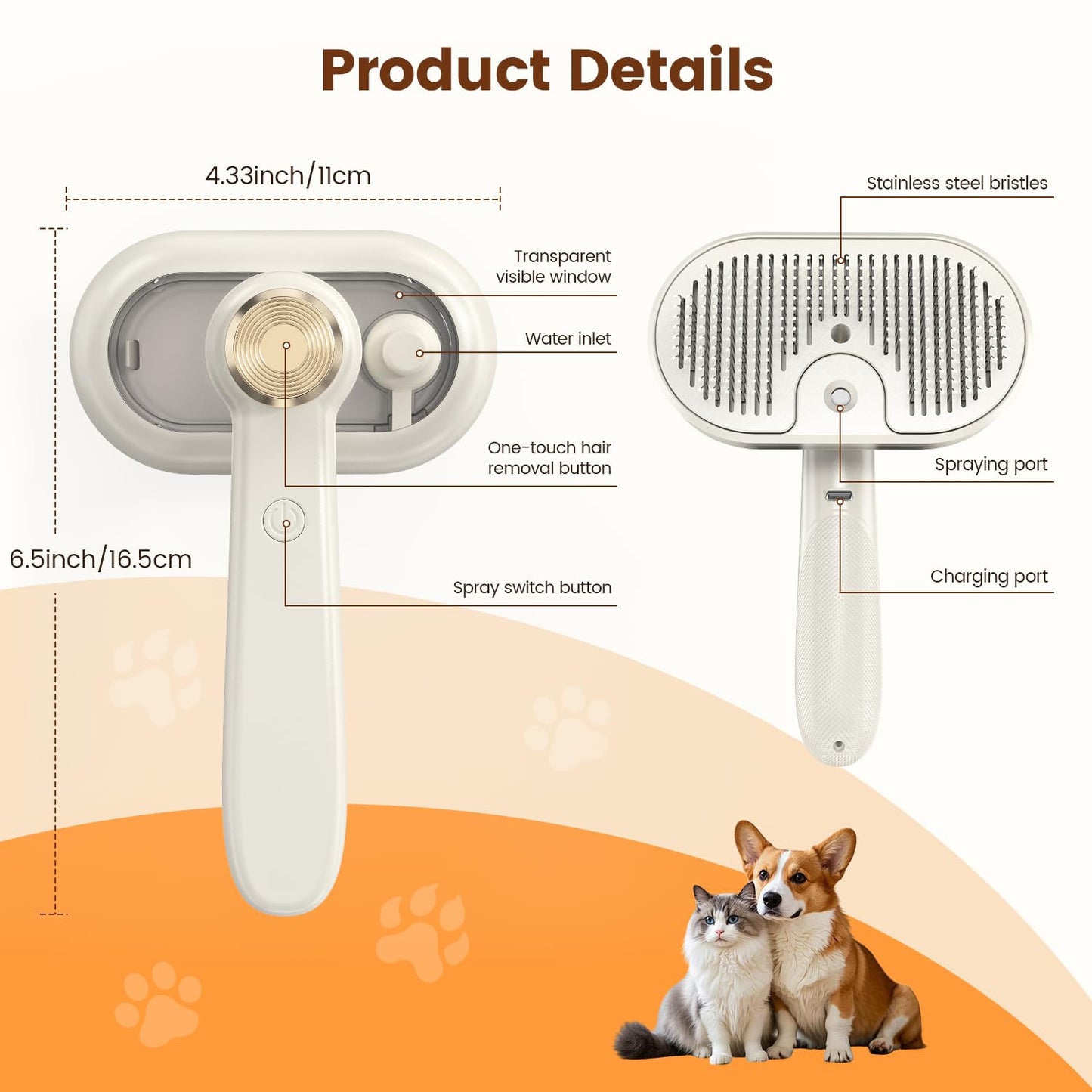 Glendan Dog & Cat Grooming Brush - Slicker Shedding Tools (Pink)