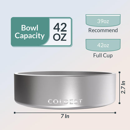 Coldest Dog Bowl - Anti Rust Metal, Non Slip, 3 Layers Insulated Stainless Steel Dog Bowls - Spill Proof & Heavy Duty - Water Bowl for Dogs, Cats & Pets, Dish Washer Safe (21 oz, Stealth Black)