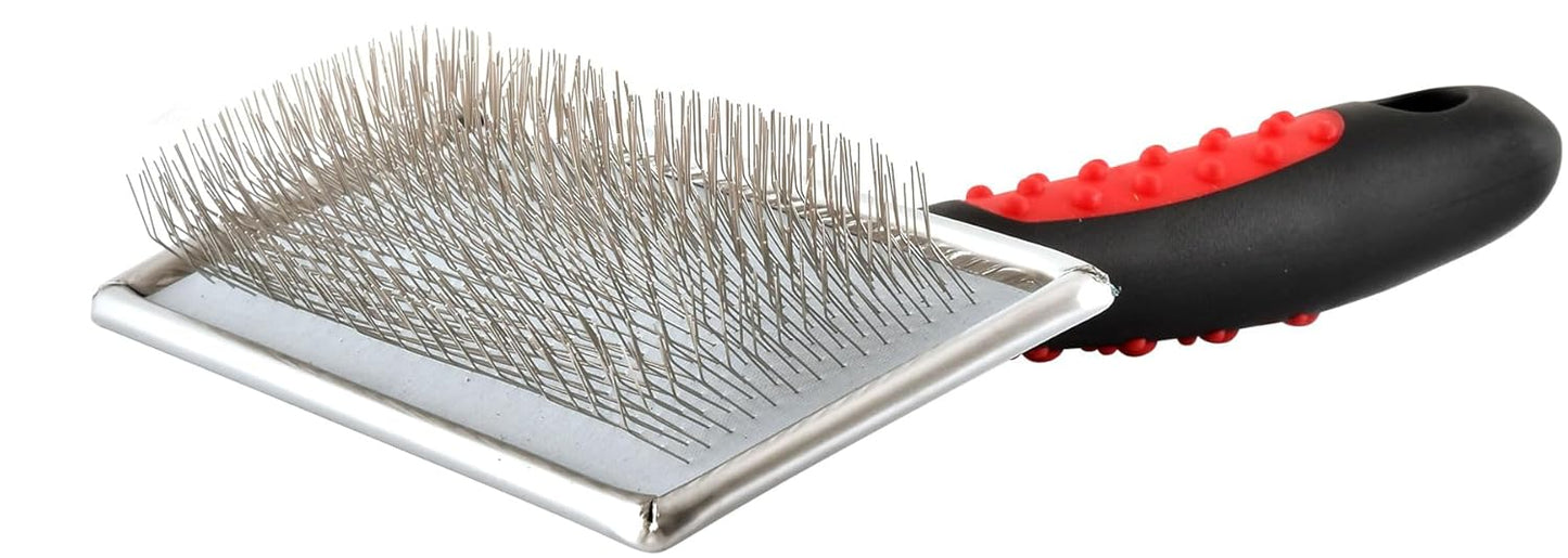 Jeffers Pet Dual Level Pin Universal Slicker Brush for Dogs, Cats & Small Pets - Curved Grooming Brush with Long & Short Pins for Shedding, Detangling, Finishing - Remove Mats & Dead Coat - Large
