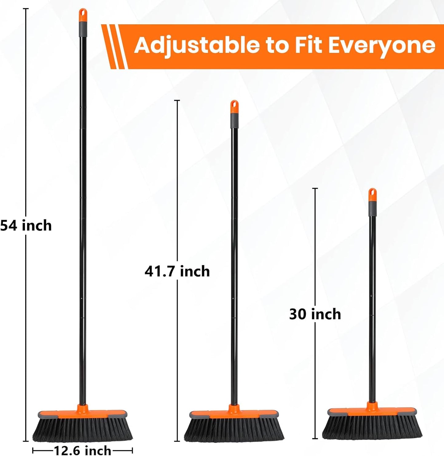 Broom for Hardwood Floors Indoor Sweeping Brooms with Soft Bristles and 55” Long Handle for Tile Laminate Deck Hard Floor Cleaning-Yellow