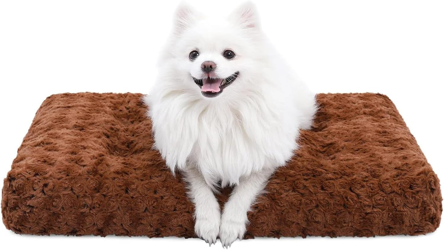 KSIIA Washable Dog Bed Deluxe Plush Dog Crate Beds Comfy Kennel Pad Anti-Slip Pet Sleeping Mat for Large, Jumbo, Medium, Small Dogs Breeds, 35" x 23", Gray