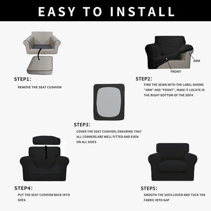Easy-Going 100% Dual Waterproof 4 Pieces Stretch Soft Couch Cover for Dogs, Sofa Slipcover for 3 Separate Cushion Couch Leakproof Furniture Protector for Kids, Pets Dark Gray