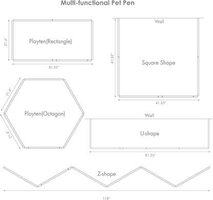 PAWLAND Free Standing Dog Gates for The House Stairs Doorways Indoor Foldable Wooden Small White Puppy Pet Gate Step Over Fence 60" W 24" H 3 Panels