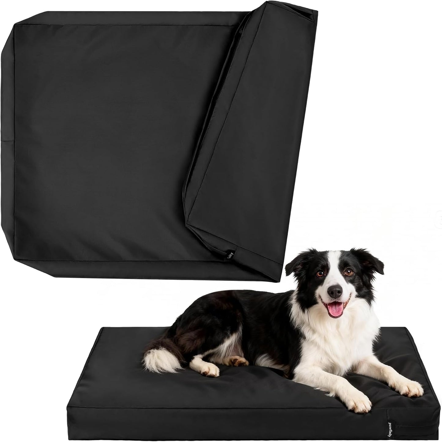 PAWFINITY Waterproof Dog Bed Cover Replacement Washable, Easy to Clean, Pet Hair Resistant, Heavy Duty Oxford, Zipper Closure, Indoor/Outdoor Use, Fits 36 Inch Dog Crate - Large, 34x22x3.5, Black