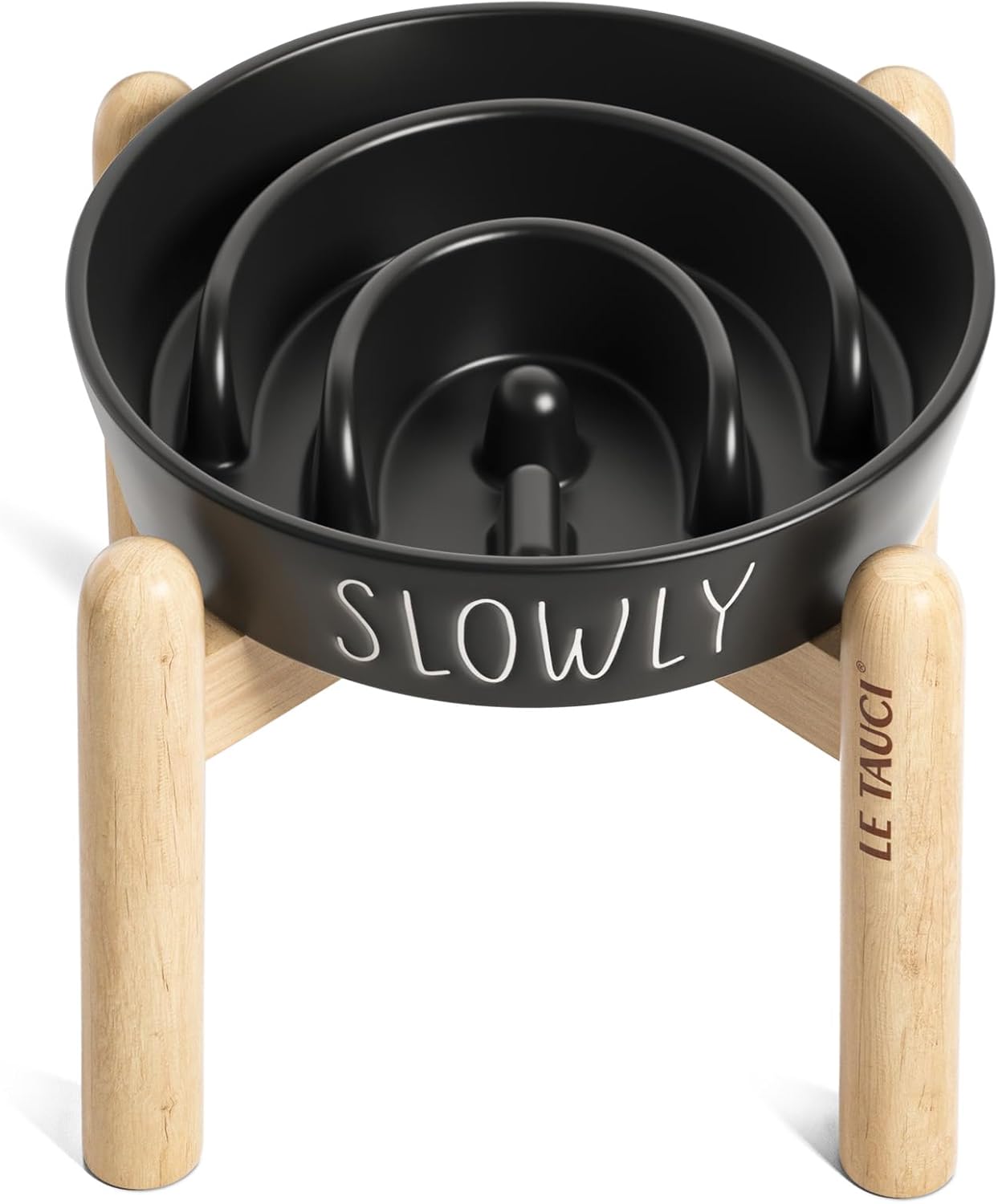 Slow Feeder Dog Bowl - 1.5 Cups Ceramic Puzzle Feeder for Small & Medium Breeds, Maze Design Bowl for Puppy & Fast Eaters, White Pet Dish to Control Eating Speed
