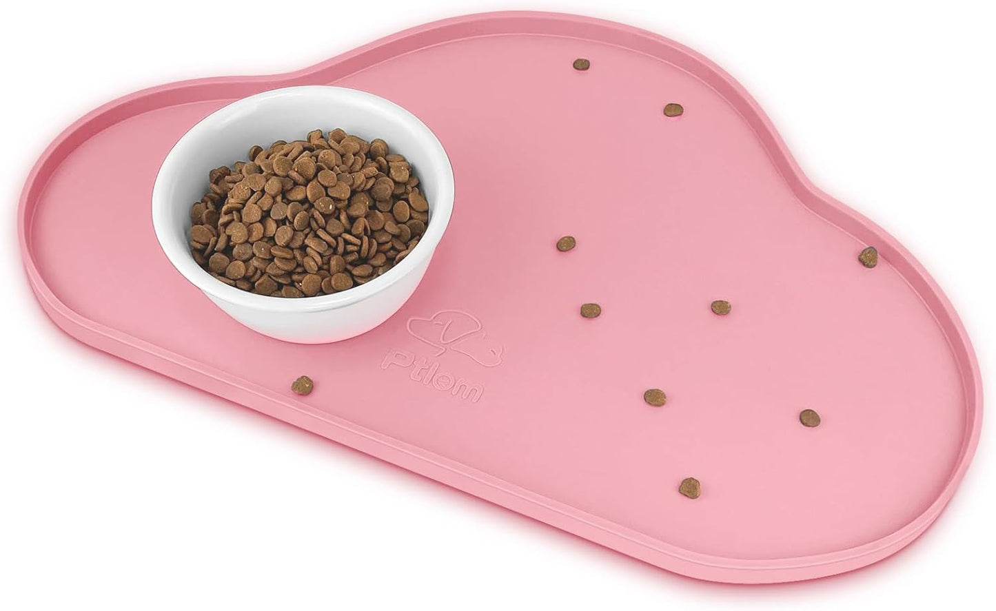 Ptlom Silicone Pet Placemat for Dogs and Cats, Non-Slip Waterproof Dog Feeding Bowl Mats for Food and Water, Small Medium Large Pet Puppy Tray Mat Prevent Residues from Spilling onto The Floor, Beige