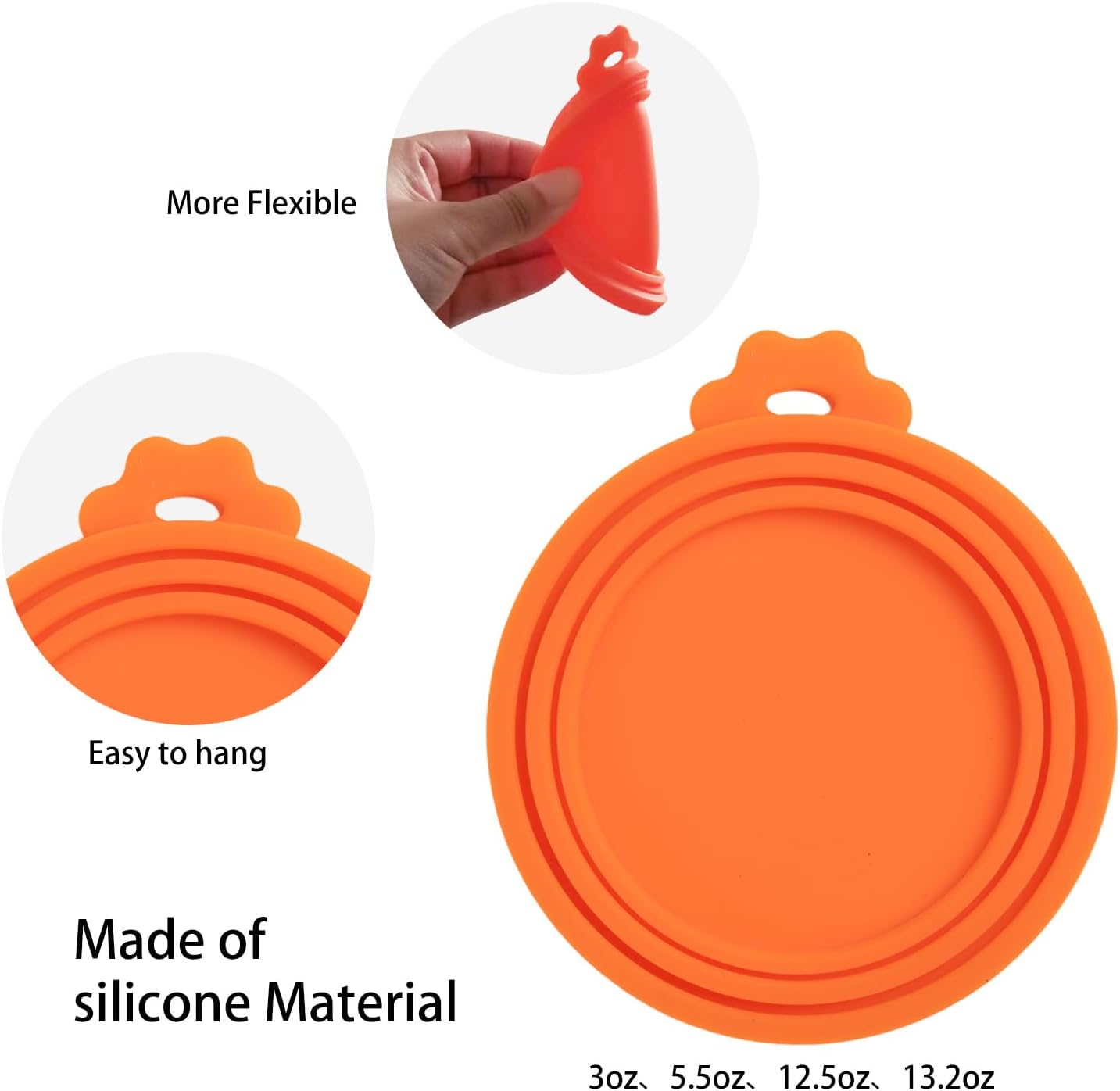 PINE & LINEN 4 Pcs 2.5inch Durable Pet Can Lids, Silicone Small Pet Can Covers Waterproof Cat Food Cans Lids for 3 oz Cat Food Cans（Yellow+Red+Pink+Blue）