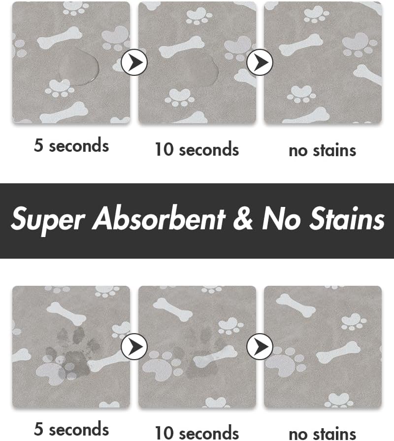 MontVoo Dog Food Mat-Pet Feeding Mat for Food and Water-No Stains Quick Dry Dispenser Cat Bowl Mat for Messy Drinkers(12"x19" Dark Grey)
