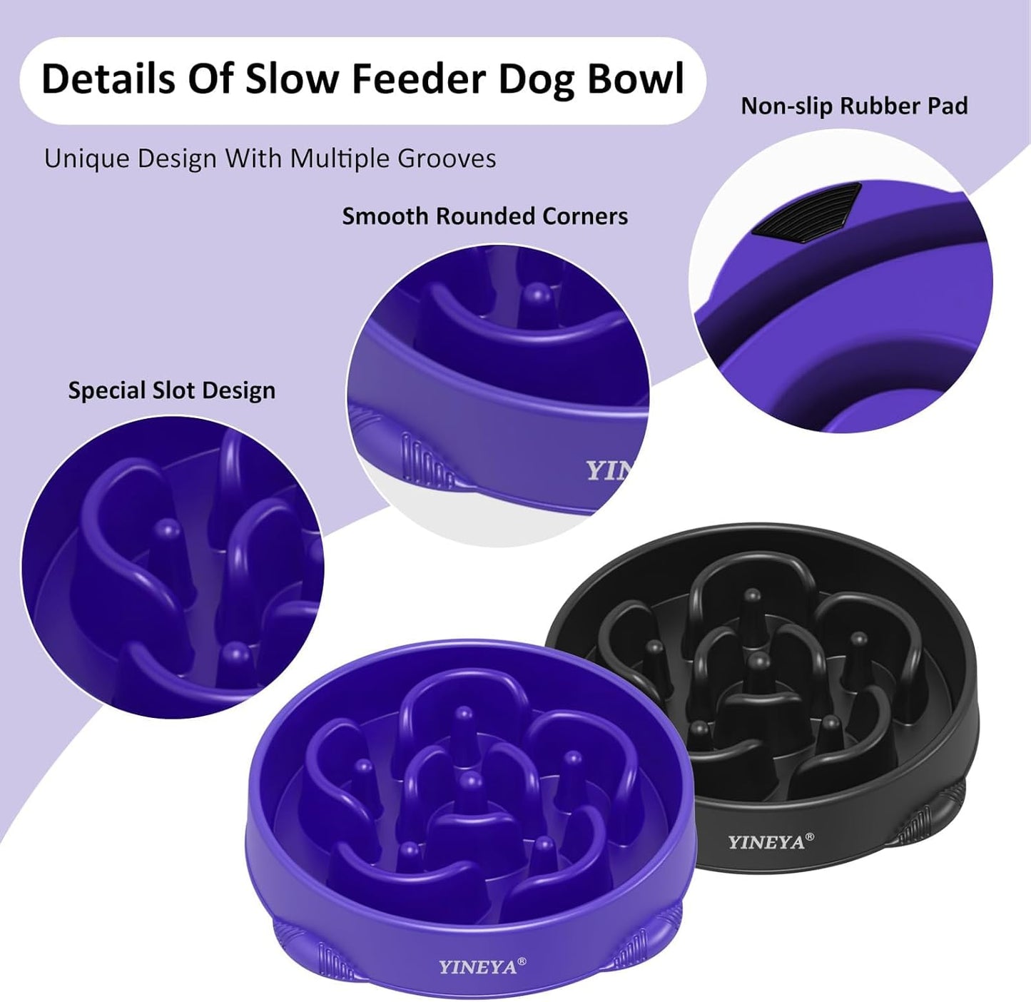 YINEYA Slow Feeder Dog Bowls, Pet Supplies that Slow Down Eating, Pet Food Bowls, Maze Dog Puzzle Feeder for Medium Breed