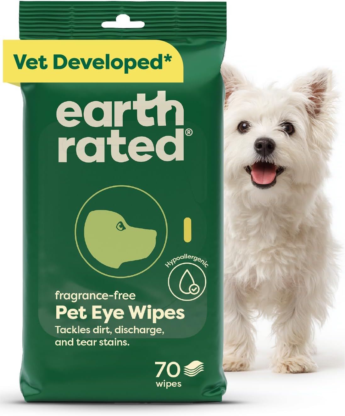 Earth Rated Dog Wipes, Hypoallergenic, Cleaning and Hydrating, for Grooming Paws, Body and Butt, Lavender Scented, 400 Count