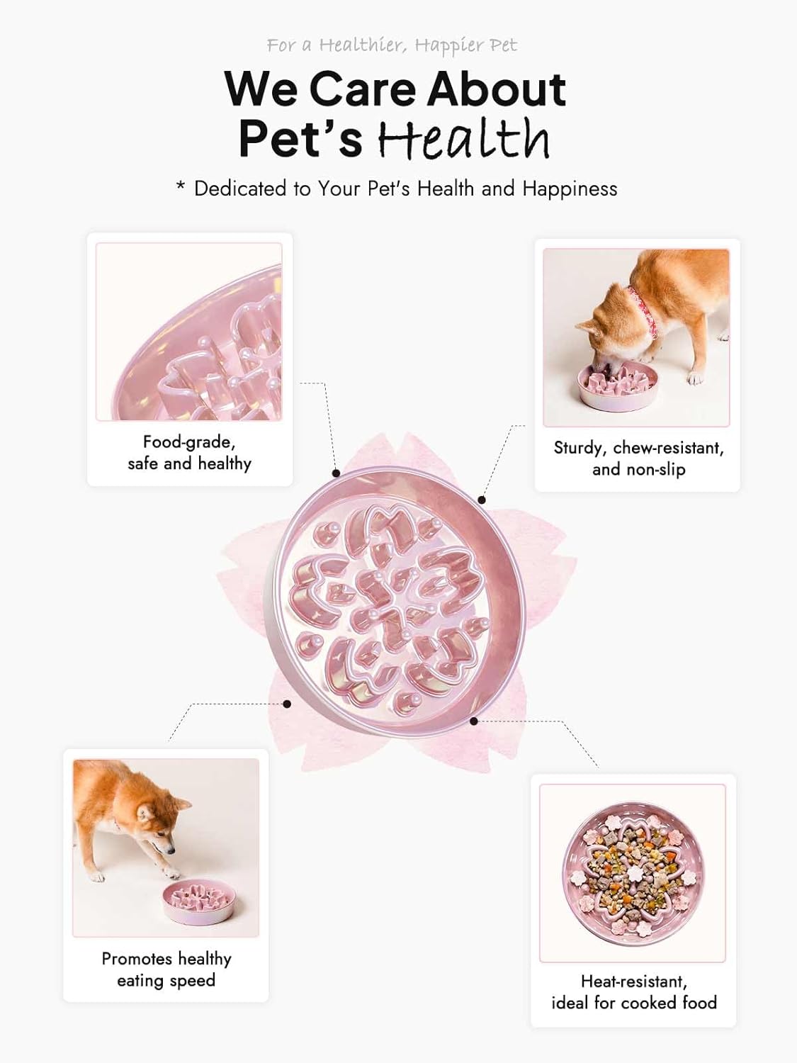 LE TAUCI Dog Bowls Slow Feeder Ceramic, 1.5 Cup Slow Feeding Bowl for Small and Medium Breed, Puzzle Dog Food Bowl for Fast Eater, Maze Purple