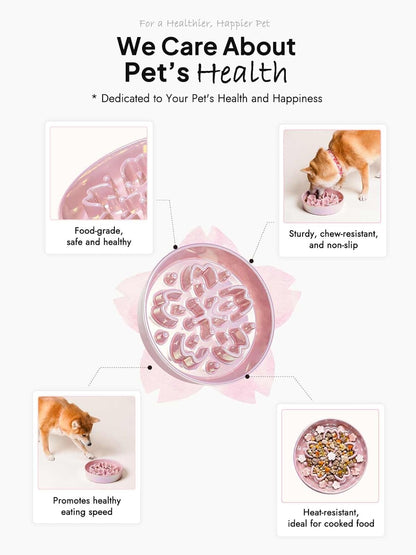 LE TAUCI Dog Bowls Slow Feeder Ceramic, 1.5 Cup Slow Feeding Bowl for Small and Medium Breed, Puzzle Dog Food Bowl for Fast Eater, Maze Purple