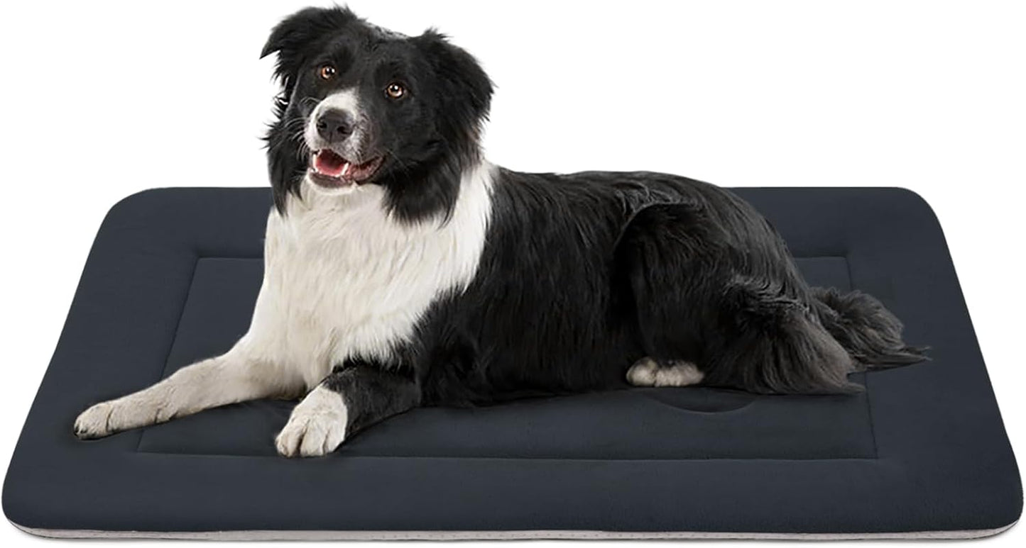 Large Dog Bed Soft Dog Crate Pad Mat 42 in Non-Slip Bottom Washable Dog Sleeping Mattress Pet Beds Cat Bed Kennel Pad, Dark Gray