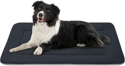 Large Dog Bed Soft Dog Crate Pad Mat 42 in Non-Slip Bottom Washable Dog Sleeping Mattress Pet Beds Cat Bed Kennel Pad, Dark Gray