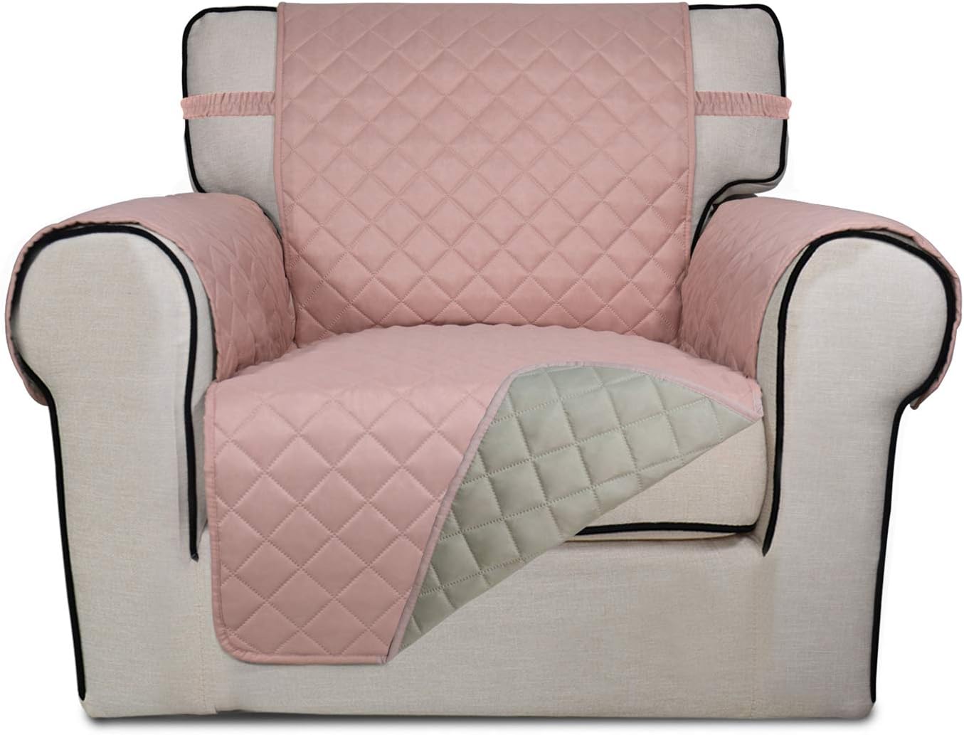 PureFit Reversible Quilted Sofa Cover, Water Resistant Slipcover Furniture Protector, Washable Couch Cover with Non Slip and Elastic Straps for Kids, Dogs, Pets (Sofa, Gray/Light Gray) - Colors A