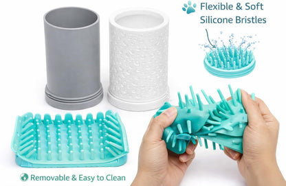 Dog Paw Cleaner with Microfiber Towel – Portable Paw Washer Cup for Dogs – Soft Silicone Bristles for Mud, Dirt & Sand Removal After Walks