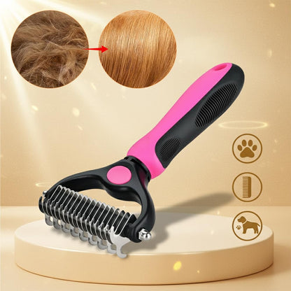 Sakerplus Double-Sided Pet Grooming Rake,Dematting Undercoat Rake for Dogs and Cats, 2-in-1 Dematting Comb, Pet Grooming Rake for Long Hair Pets (Blue, large+small)