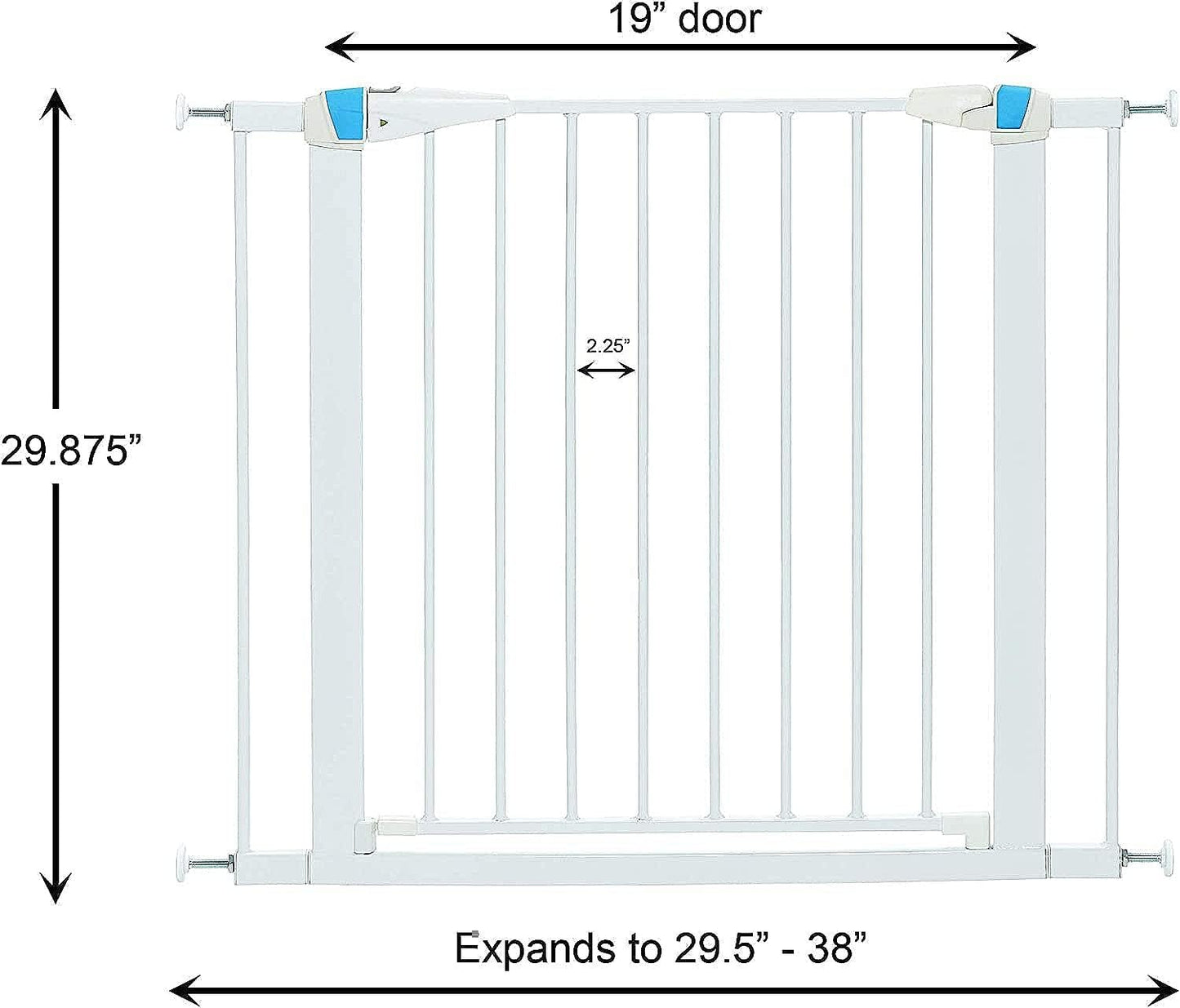 MidWest Homes for Pets 39 Inches Tall Walk-Though Steel Pet Gate, Pressure Mounted Dog Gatewith Glow Strip Measures 29-38 Inches Wide & Includes Two 3-Inch-Wide Extensions, Graphite
