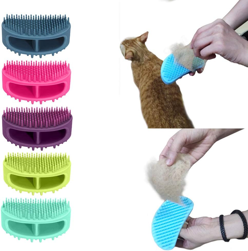 Dog Brush & Cat Brush, Soft Silicone Dog & Cat Grooming Brush, Pet Bath & Massage Brush for Cats and Dogs with Short or Long Hair, Cat Slicker Shedding Hair Brush Limegreen