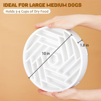 WHIPPY Slow Feeder Dog Bowl, Puzzle Maze Design to Slow Down Eating, 3-Cup Capacity, Anti-Gulping Food Bowl for Medium & Large Dogs,Black