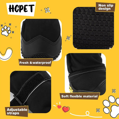 Hcpet Dog Shoes for Dogs, Dog Booties for Dogs, Anti-Slip Dog Boots & Paw Protectors for Hot Pavement Winter Snow Hiking with Reflective Straps Khaki Size 6, 4PCS