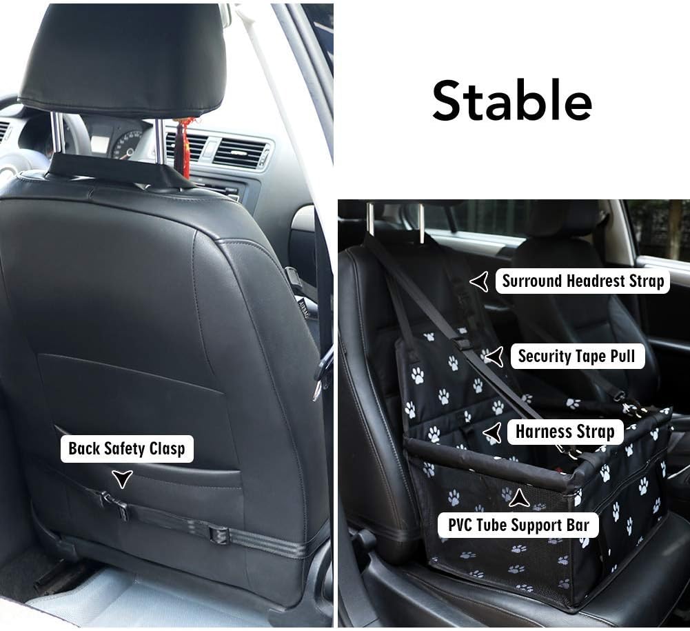 Petbobi Small Dog Car Seat, Dog Car Booster Seat for Small Medium Dogs 5-15 lbs, Foldable Front Seat Safety with Sturdy PVC Tube Frame, Breathable Mesh, Grey