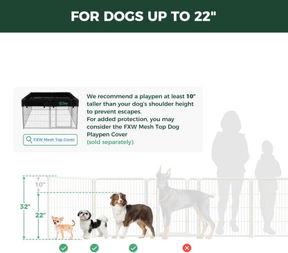 FXW Homeplus Unleashed Indoor Dog Playpen - Stress-Free and Safe Play, Heavy Duty 24 Inch 6 Panels Dog Pen for Puppy and Small Dogs, Black│Patented